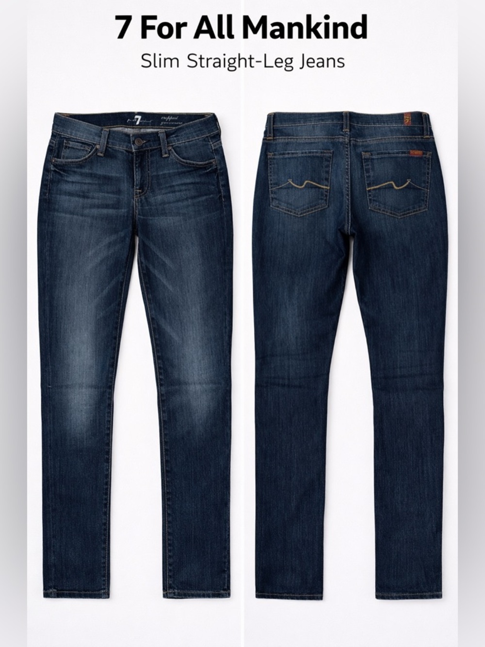 7 For All Mankind Slim Straight Jeans in Deep Indigo